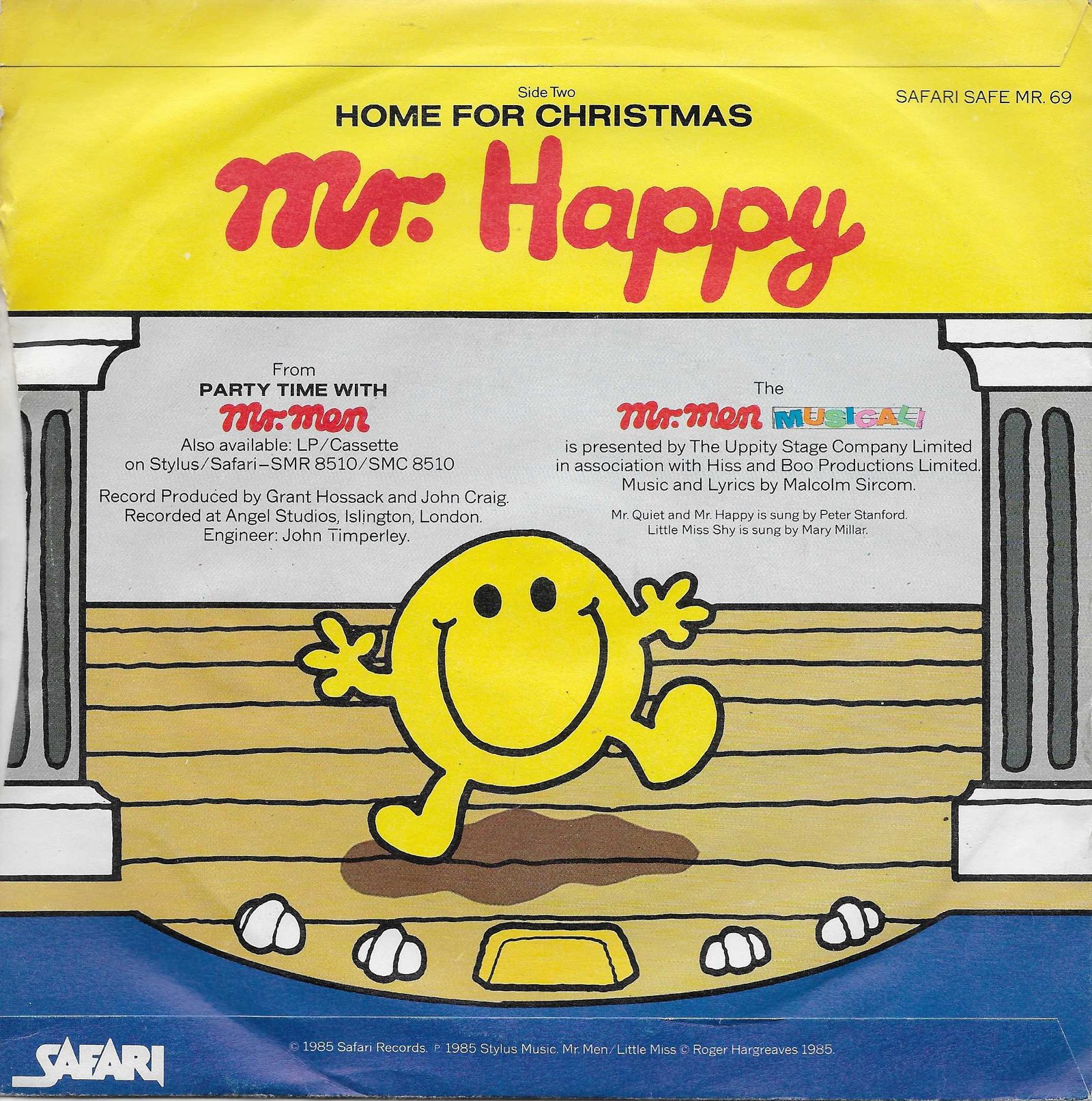 SAFEMR 69 Mister men - Mr Quiet, Little Miss Shy Roger Hargreaves from the BBC records and Tapes library Back cover of SAFEMR 69